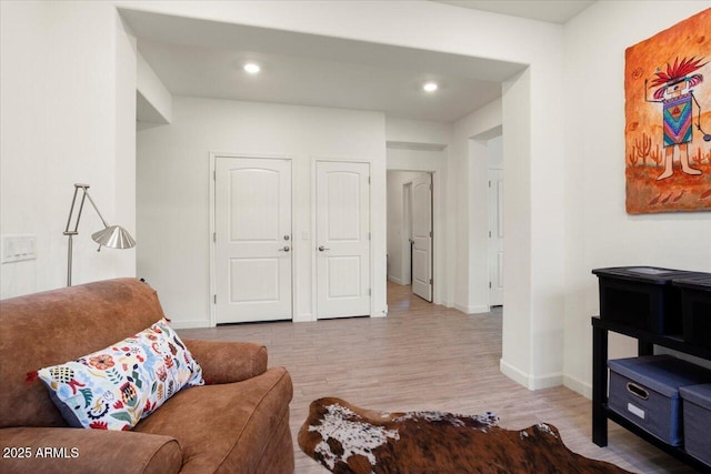 living room with light wood-type flooring