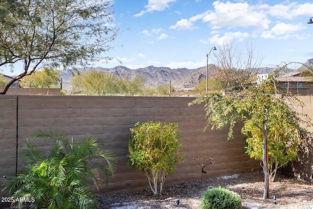 view of yard featuring a mountain view