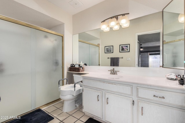 1012 E Wagon Wheel Dr, Phoenix, AZ 85020 - full bath with toilet, vanity, a shower stall, and tile patterned flooring