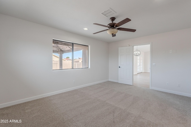 17207 E El Pueblo Blvd, Fountain Hills, AZ 85268 - empty room featuring carpet floors, a ceiling fan, baseboards, and recessed lighting