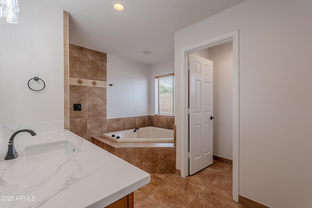 17207 E El Pueblo Blvd, Fountain Hills, AZ 85268 - full bath featuring a sink, a bath, tile patterned floors, and recessed lighting