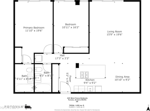 425 W Paseo Redondo Unit 5A, Tucson, AZ 85701 - view of property floor plan