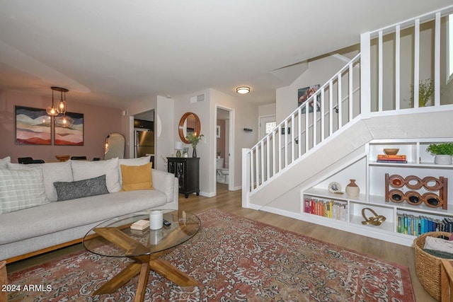 living room with hardwood / wood-style floors