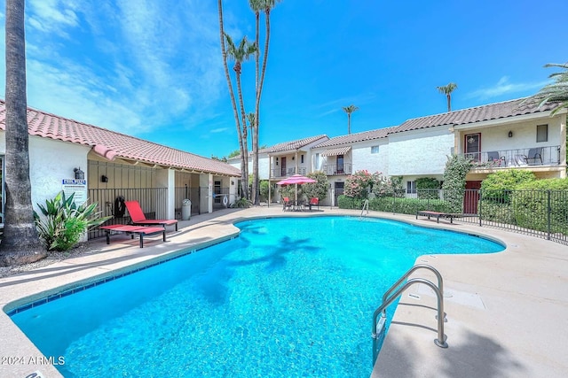 view of pool featuring a patio