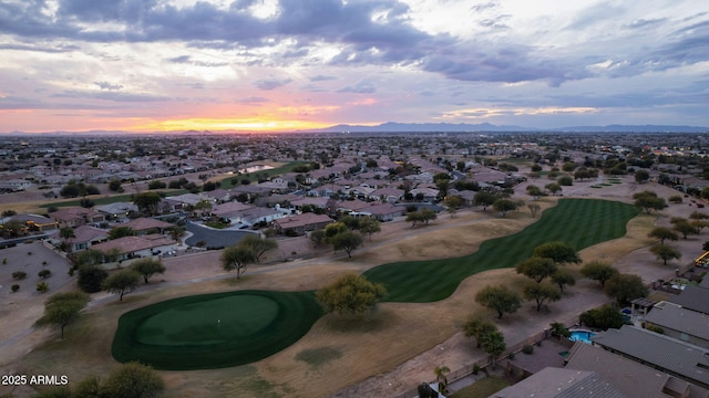 view of aerial view at dusk