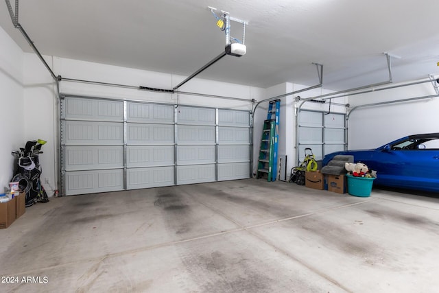 garage with a garage door opener