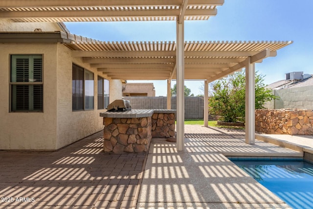 8256 W Bloomfield Rd, Peoria, AZ 85381 - view of patio / terrace featuring a pergola and exterior kitchen