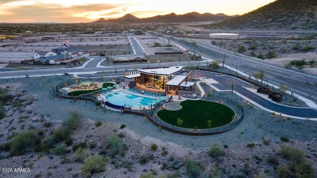 32487 N 122nd Ave, Peoria, AZ 85383 - view from above of property featuring a mountainous background and a pool