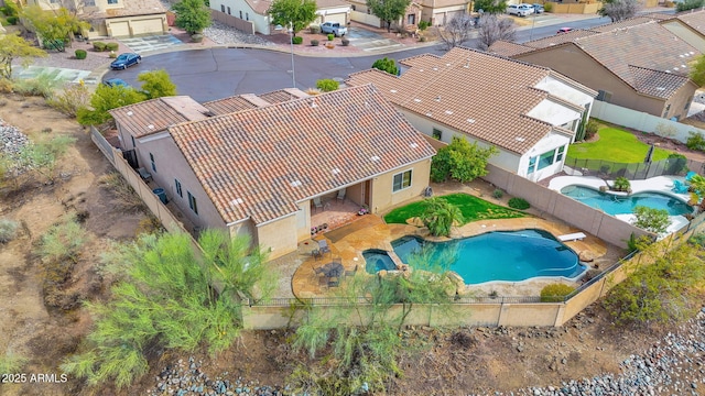 drone / aerial view with a residential view