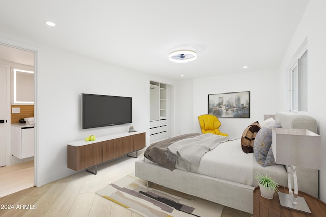 bedroom featuring light hardwood / wood-style flooring