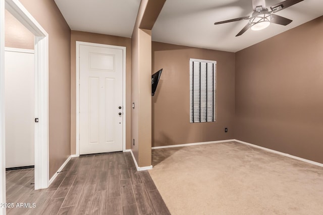 entrance foyer featuring hardwood / wood-style floors and ceiling fan