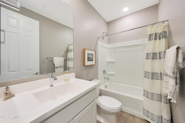 29339 N 135th Dr, Peoria, AZ 85383 - full bath featuring vanity, toilet, shower / tub combo, and wood finished floors