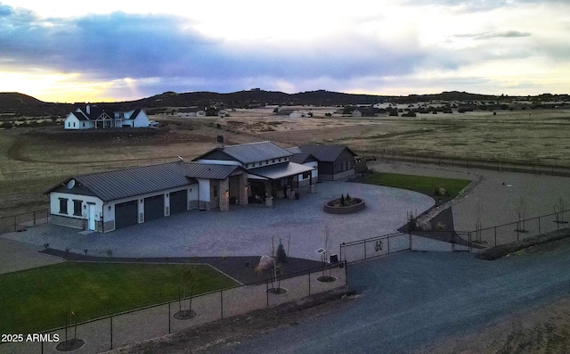 aerial view with a rural view and a mountain view