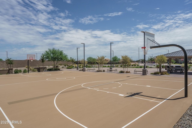 view of sport court featuring community basketball court and volleyball court