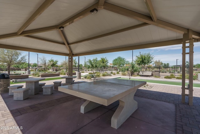 view of patio featuring a gazebo