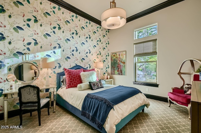 28609 N Cottonwood Basin Dr, Rio Verde, AZ 85263 - bedroom featuring ornamental molding, carpet flooring, and baseboards