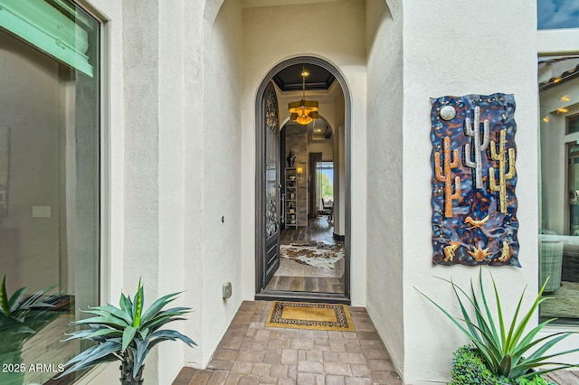 28609 N Cottonwood Basin Dr, Rio Verde, AZ 85263 - doorway to property featuring stucco siding