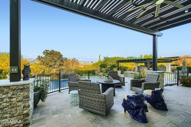 28609 N Cottonwood Basin Dr, Rio Verde, AZ 85263 - view of patio / terrace featuring a pergola and ceiling fan