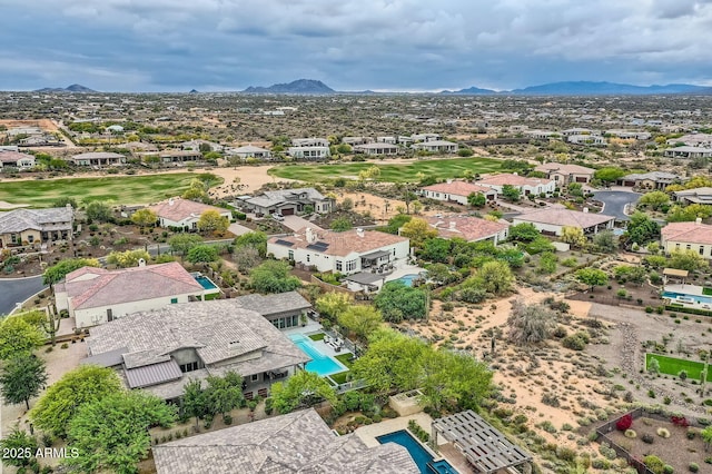 28609 N Cottonwood Basin Dr, Rio Verde, AZ 85263 - aerial view of residential area with a mountain backdrop and a pool