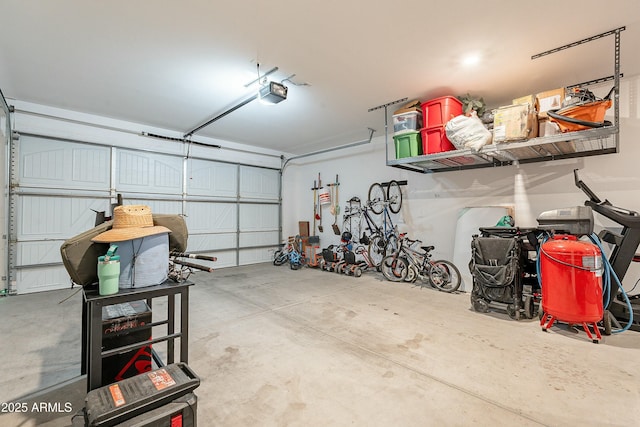 garage with a garage door opener