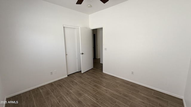 12505 W Adams St, Avondale, AZ 85323 - unfurnished bedroom featuring dark wood finished floors, a closet, and ceiling fan