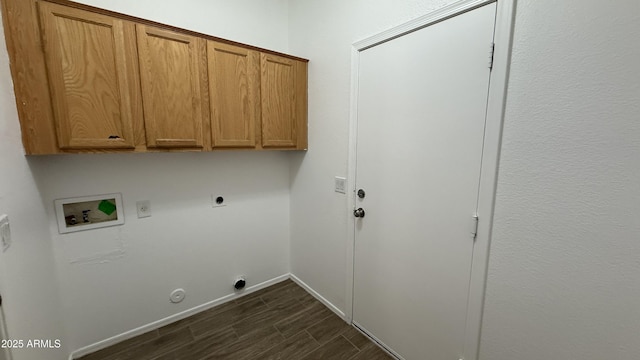 12505 W Adams St, Avondale, AZ 85323 - laundry room with washer hookup, electric dryer hookup, cabinet space, hookup for a gas dryer, and dark wood-style floors