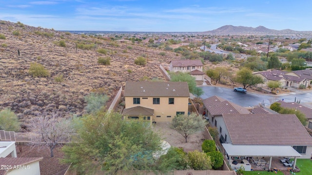 bird's eye view with a mountain view