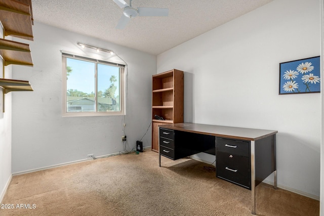 6424 E Aire Libre Ln, Scottsdale, AZ 85254 - unfurnished office with light carpet, ceiling fan, a textured ceiling, and baseboards
