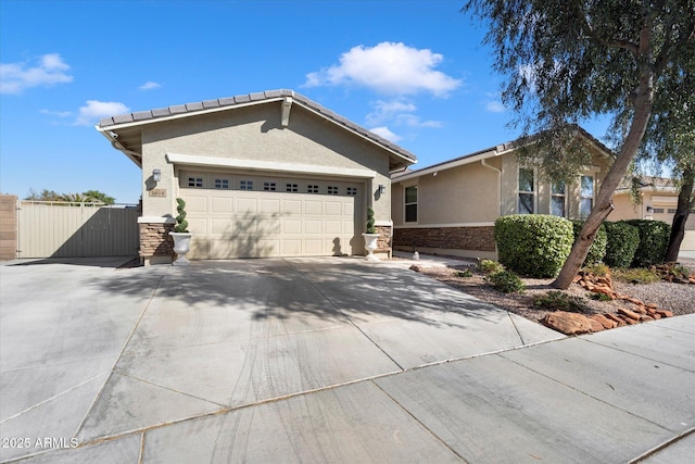 single story home with a garage