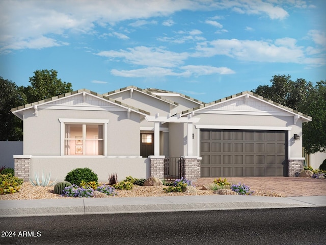 17703 W Southgate Ave, Goodyear, AZ 85338 - craftsman house featuring a garage, fence, driveway, and stucco siding