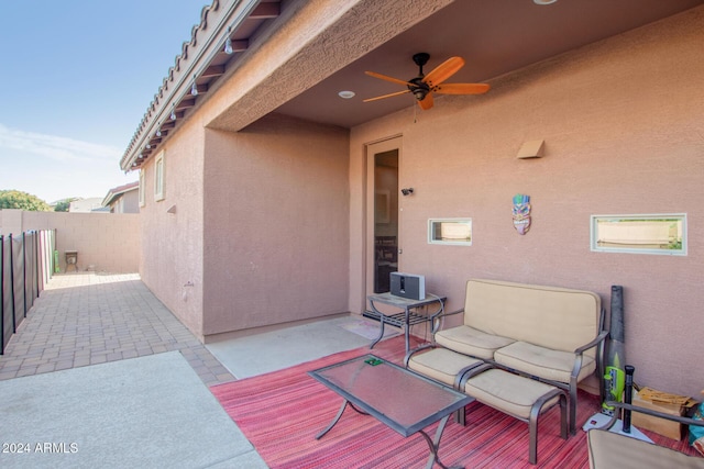 view of patio with ceiling fan