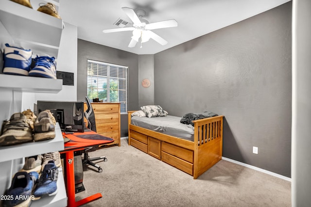 21604 E Calle De Flores, Queen Creek, AZ 85142 - bedroom with a ceiling fan, carpet floors, and baseboards