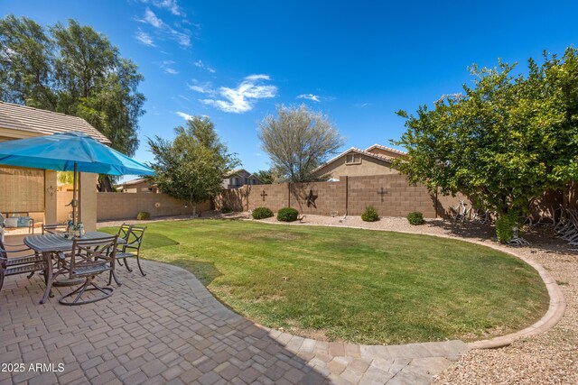 21604 E Calle De Flores, Queen Creek, AZ 85142 - view of yard featuring a fenced backyard and a patio area