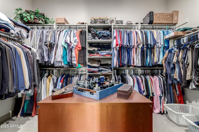 walk in closet with carpet floors