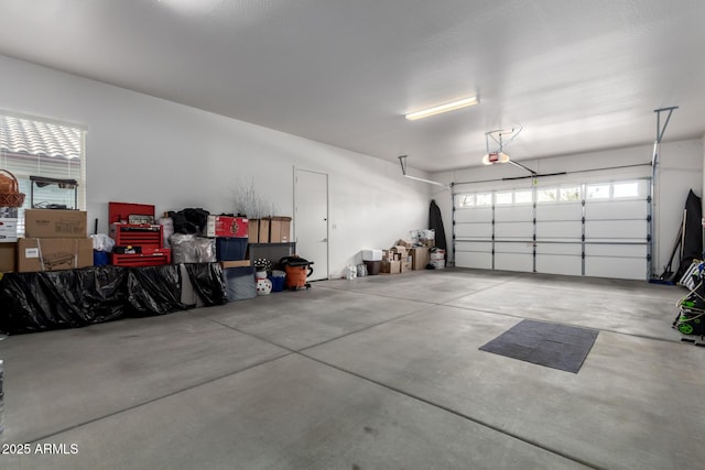 garage with a garage door opener
