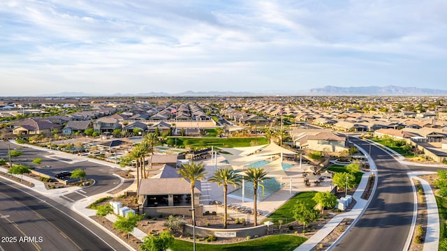 bird's eye view with a residential view and a mountain view