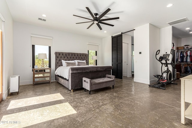 23008 E Galveston St, Mesa, AZ 85212 - bedroom with a barn door, visible vents, and recessed lighting