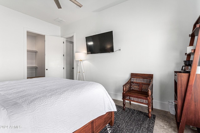 23008 E Galveston St, Mesa, AZ 85212 - bedroom with visible vents, concrete floors, and a ceiling fan