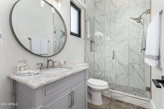 23008 E Galveston St, Mesa, AZ 85212 - full bathroom with marble finish floor, toilet, a marble finish shower, and vanity