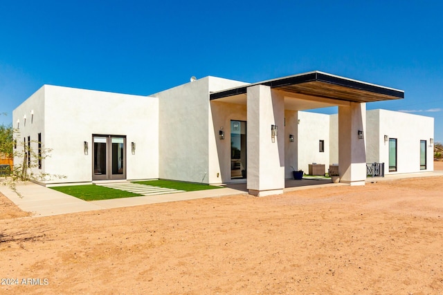 23008 E Galveston St, Mesa, AZ 85212 - rear view of house with stucco siding, a patio, and french doors