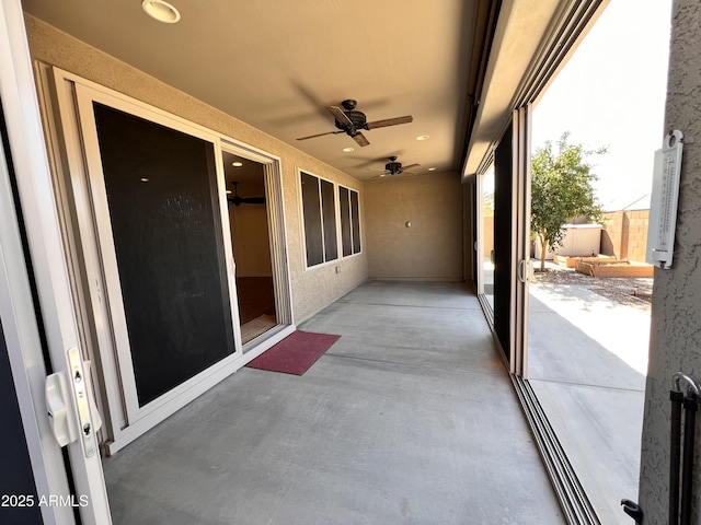 view of patio / terrace with a ceiling fan