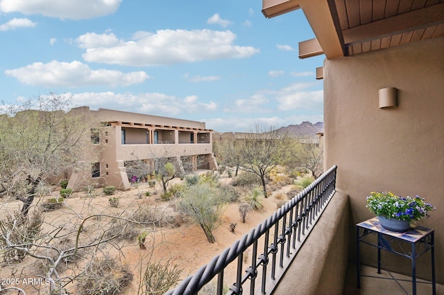 balcony with a mountain view