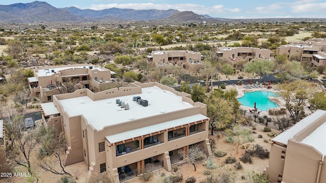 aerial view with a mountain view