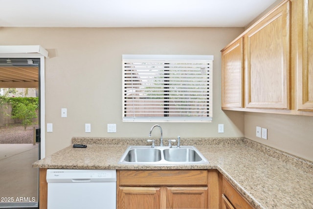 2112 E Donald Dr, Phoenix, AZ 85024 - kitchen featuring dishwasher, a sink, light countertops, and light brown cabinetry