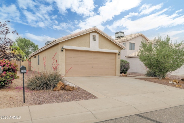 2112 E Donald Dr, Phoenix, AZ 85024 - view of front of property with driveway, stucco siding, central AC unit, and a tiled roof