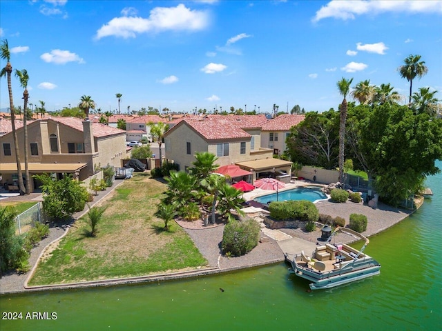 bird's eye view featuring a water view