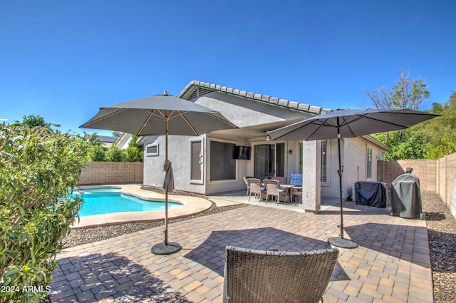 view of swimming pool with a patio