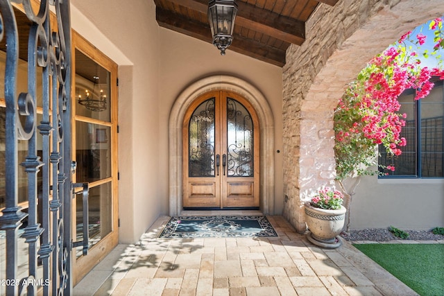 view of exterior entry with french doors