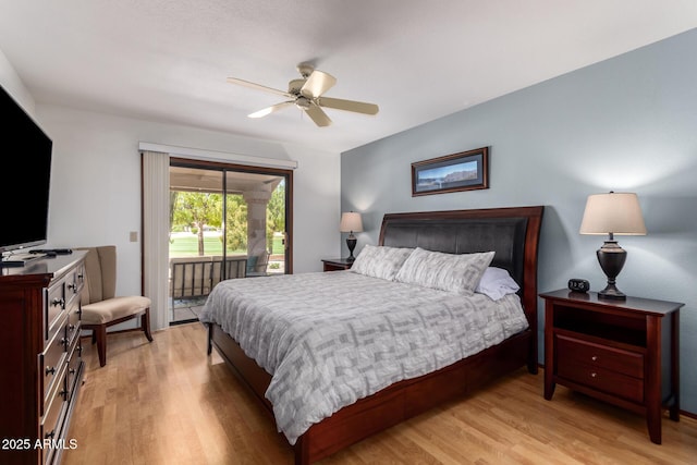 9243 W Kimberly Way, Peoria, AZ 85382 - bedroom with access to outside, ceiling fan, and light wood-style flooring