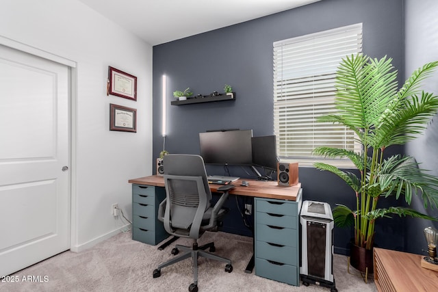 view of carpeted office space